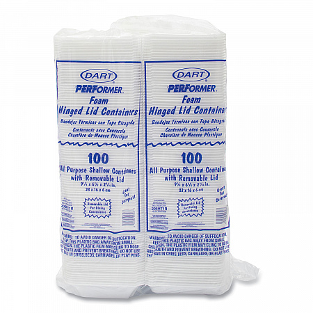Foam Hinged Lid Containers, 6.4 x 9.3 x 2.6, White, 200/Carton (206HT1R)