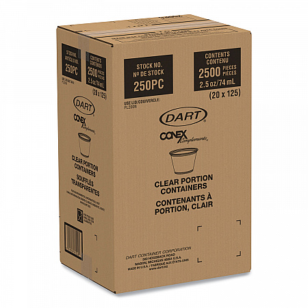 Conex Complements Portion/Medicine Cups, 2.5 oz, Plastic, Clear, 125/Bag, 20 Bags/Carton (250PC)