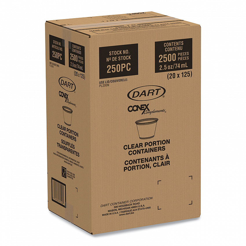 Conex Complements Portion/Medicine Cups, 2.5 oz, Plastic, Clear, 125/Bag, 20 Bags/Carton (250PC)