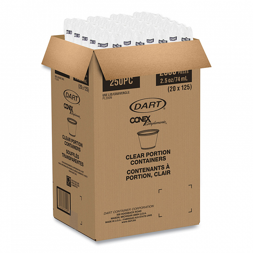 Conex Complements Portion/Medicine Cups, 2.5 oz, Plastic, Clear, 125/Bag, 20 Bags/Carton (250PC)