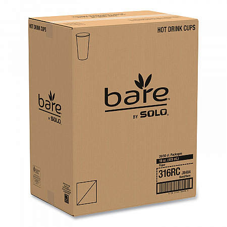 Bare Eco-Forward Recycled Content PCF Paper Hot Cups, ProPlanet Seal, 16 oz, Green/White/Beige, 1,000/Carton (316RC)