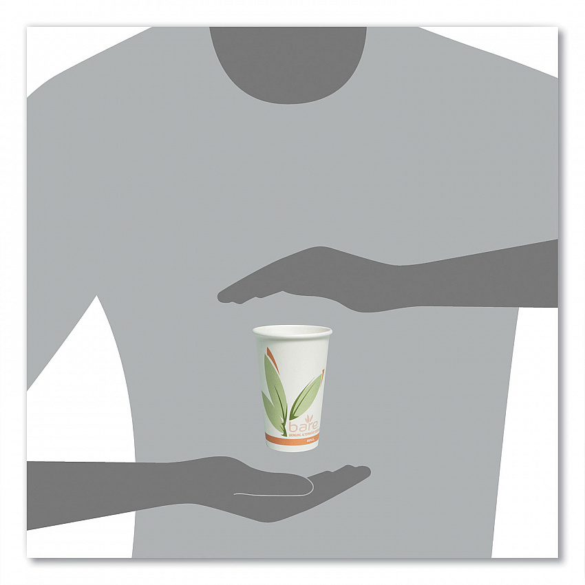 Bare Eco-Forward Recycled Content PCF Paper Hot Cups, ProPlanet Seal, 16 oz, Green/White/Beige, 1,000/Carton (316RC)