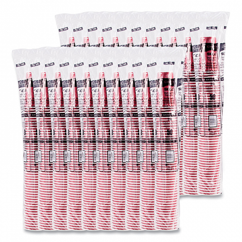 Paper Hot Drink Cups in Bistro Design, 16 oz, Maroon, 50/Pack (316SIPK)