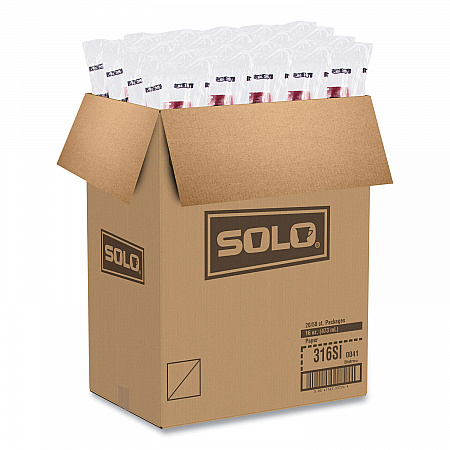 Paper Hot Drink Cups in Bistro Design, 16 oz, Maroon, 50/Pack (316SIPK)