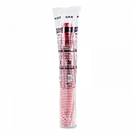 Paper Hot Drink Cups in Bistro Design, 16 oz, Maroon, 50/Pack (316SIPK)