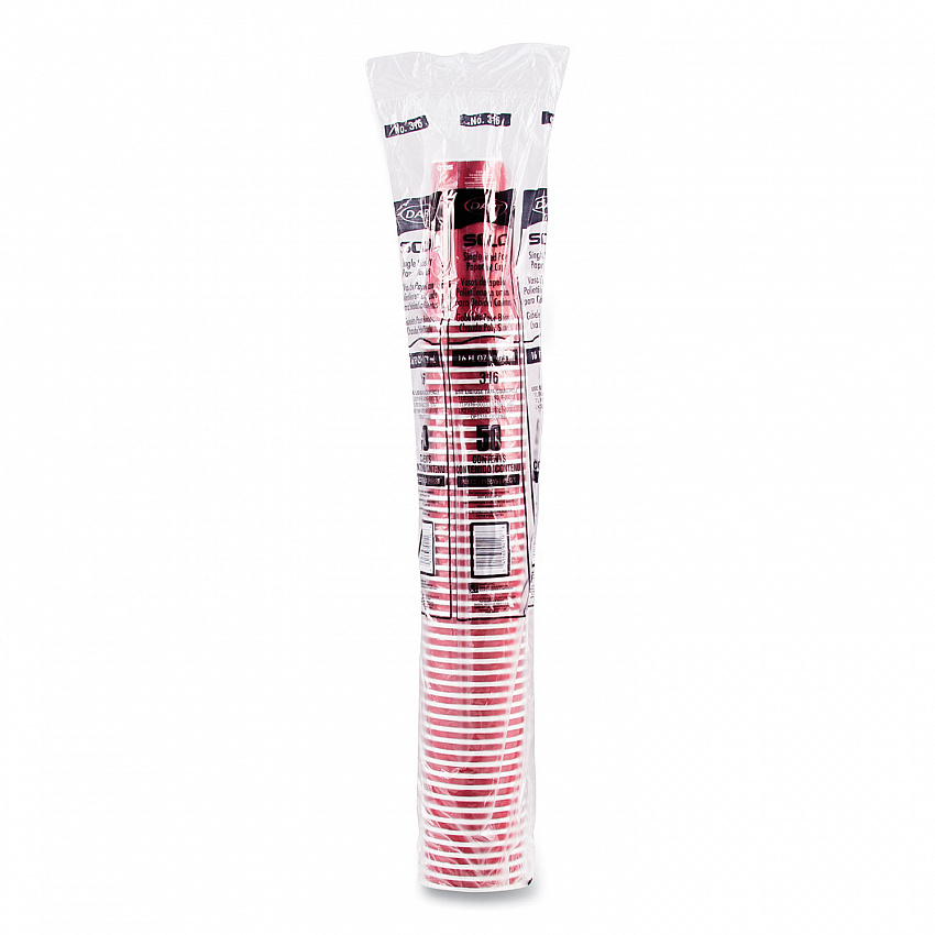 Paper Hot Drink Cups in Bistro Design, 16 oz, Maroon, 50/Pack (316SIPK)