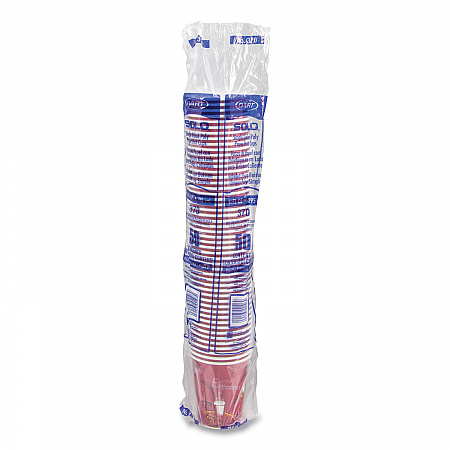 Paper Hot Drink Cups in Bistro Design, 10 oz, Maroon, 50/Pack (370SIPK)