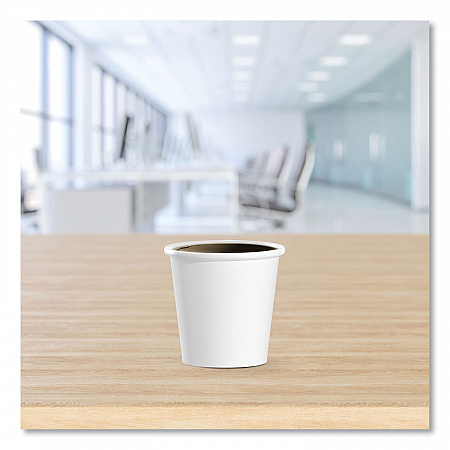 Single-Sided Poly Paper Hot Cups, 4 oz, White, 50 Bag, 20 Bags/Carton (374W2050)