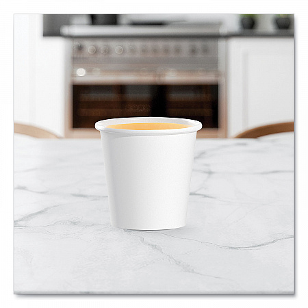 Single-Sided Poly Paper Hot Cups, 4 oz, White, 50 Bag, 20 Bags/Carton (374W2050)