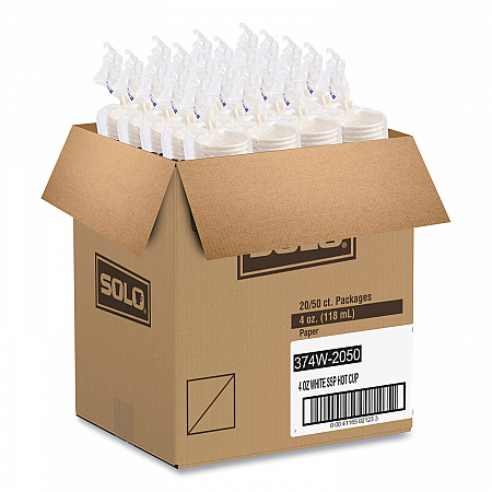 Single-Sided Poly Paper Hot Cups, 4 oz, White, 50 Bag, 20 Bags/Carton (374W2050)