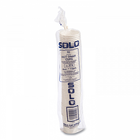 Single-Sided Poly Paper Hot Cups, 4 oz, White, 50 Bag, 20 Bags/Carton (374W2050)