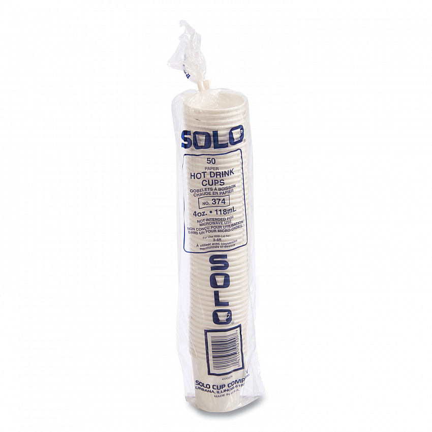 Single-Sided Poly Paper Hot Cups, 4 oz, White, 50 Bag, 20 Bags/Carton (374W2050)