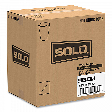 Mistique Polycoated Hot Paper Cups, 8 oz, Brown, 50/Sleeve, 20 Sleeves/Carton (378MS)