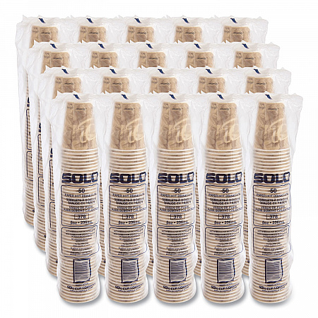 Mistique Polycoated Hot Paper Cups, 8 oz, Brown, 50/Sleeve, 20 Sleeves/Carton (378MS)