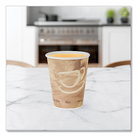 Mistique Polycoated Hot Paper Cups, 8 oz, Brown, 50/Sleeve, 20 Sleeves/Carton (378MS)