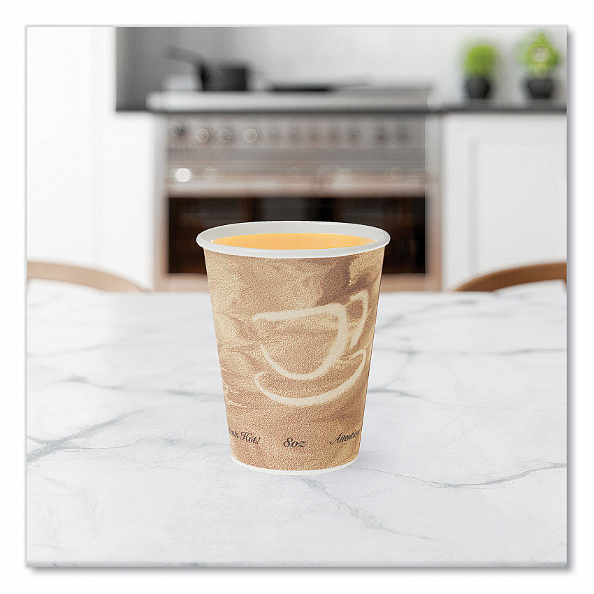 Mistique Polycoated Hot Paper Cups, 8 oz, Brown, 50/Sleeve, 20 Sleeves/Carton (378MS)