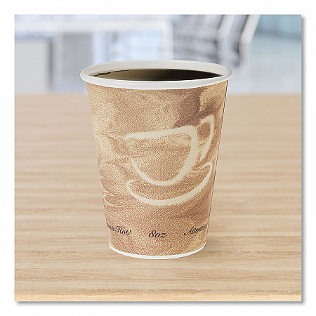 Mistique Polycoated Hot Paper Cups, 8 oz, Brown, 50/Sleeve, 20 Sleeves/Carton (378MS)