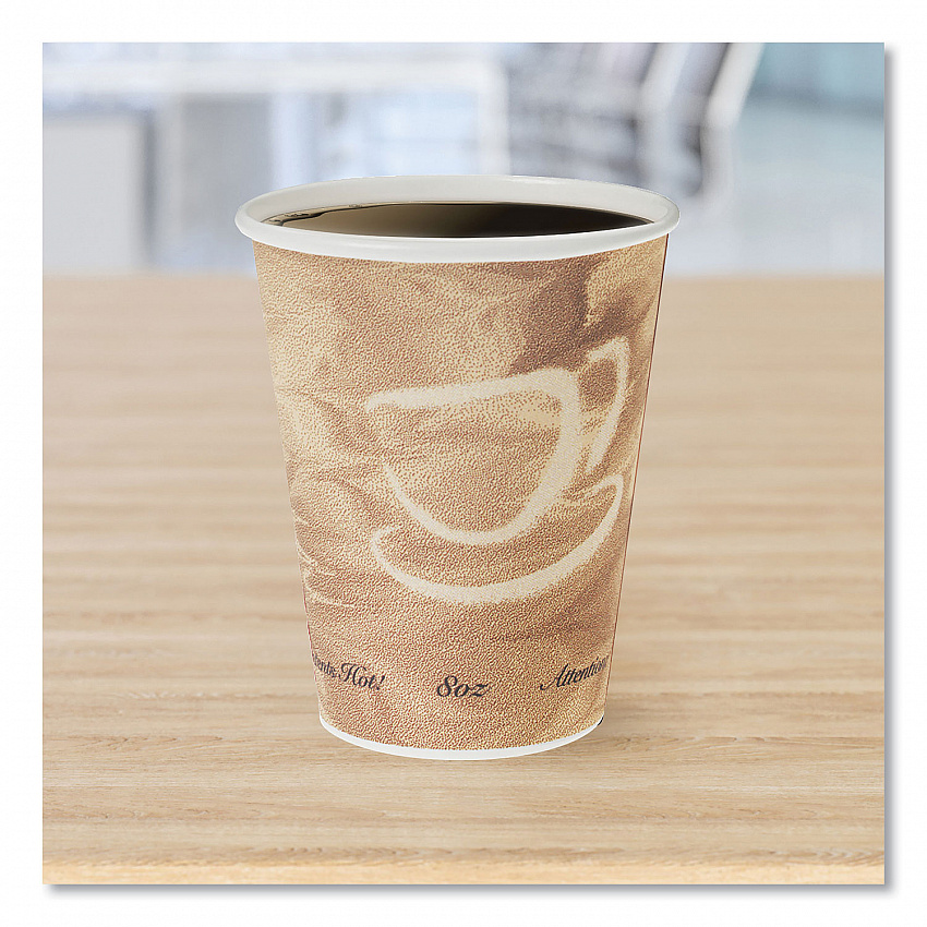 Mistique Polycoated Hot Paper Cups, 8 oz, Brown, 50/Sleeve, 20 Sleeves/Carton (378MS)
