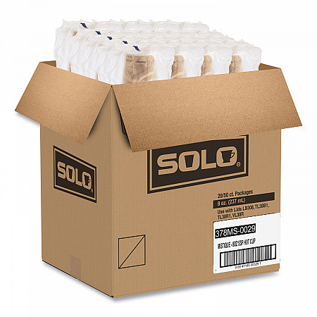 Mistique Polycoated Hot Paper Cups, 8 oz, Brown, 50/Sleeve, 20 Sleeves/Carton (378MS)