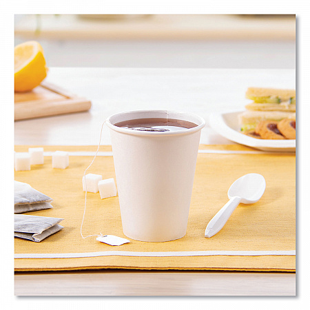 Single-Sided Poly Paper Hot Cups, 8 oz, White, 50/Bag, 20 Bags/Carton (378W2050)