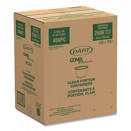 Conex Complements Portion/Medicine Cups, 4 oz, Plastic, Clear, 125/Bag, 20 Bags/Carton (400PC)