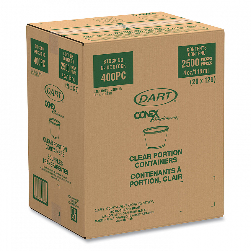 Conex Complements Portion/Medicine Cups, 4 oz, Plastic, Clear, 125/Bag, 20 Bags/Carton (400PC)