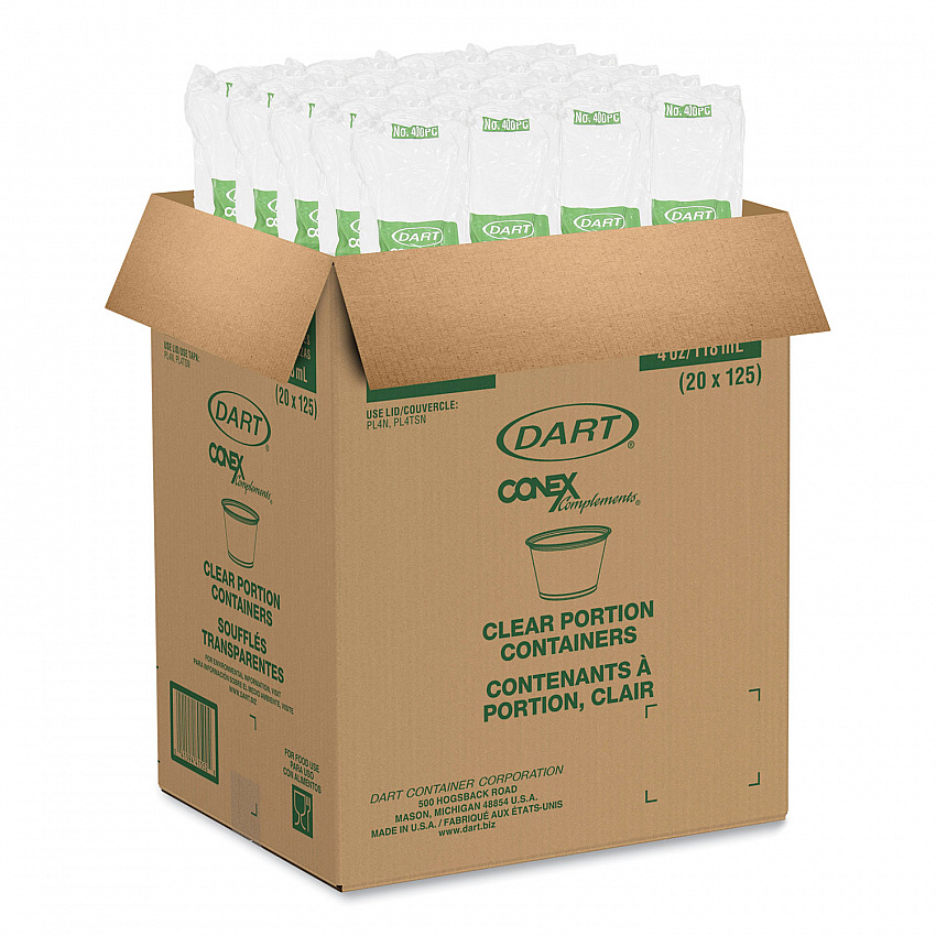 Conex Complements Portion/Medicine Cups, 4 oz, Plastic, Clear, 125/Bag, 20 Bags/Carton (400PC)