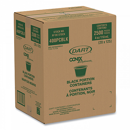 Conex Complements Portion/Medicine Cups, 4 oz, Plastic, Black, 125/Bag, 20 Bags/Carton (400PCBLK)