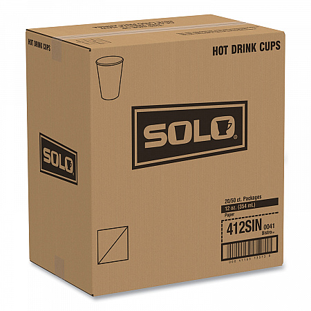 Paper Hot Drink Cups in Bistro Design, 12 oz, Maroon, 50/Pack (412SINPK)