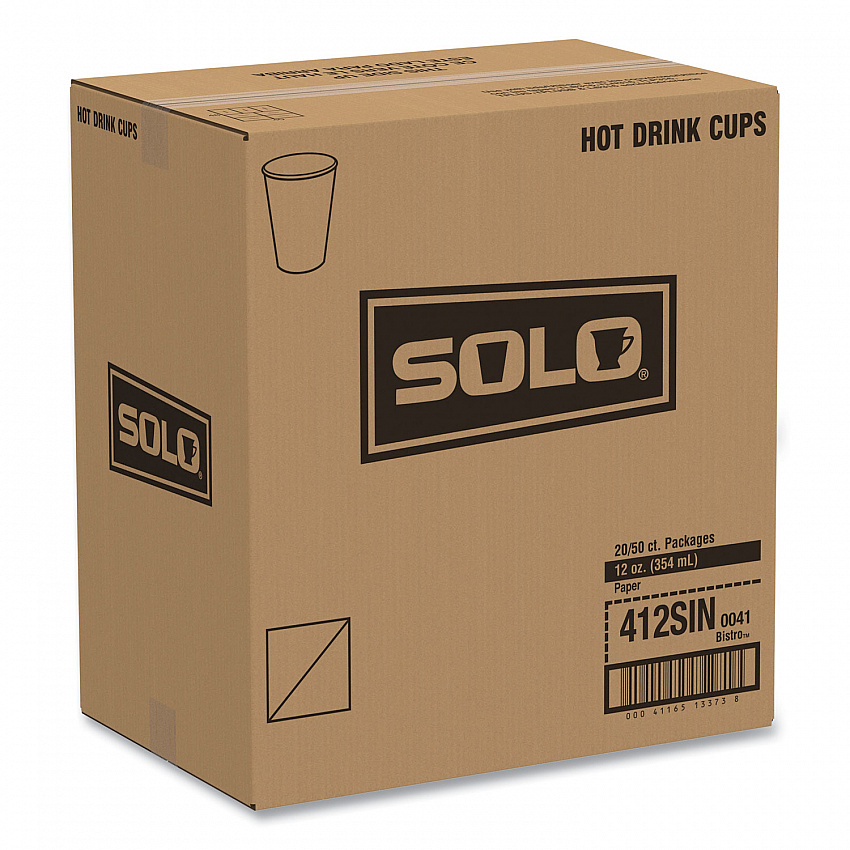 Paper Hot Drink Cups in Bistro Design, 12 oz, Maroon, 50/Pack (412SINPK)