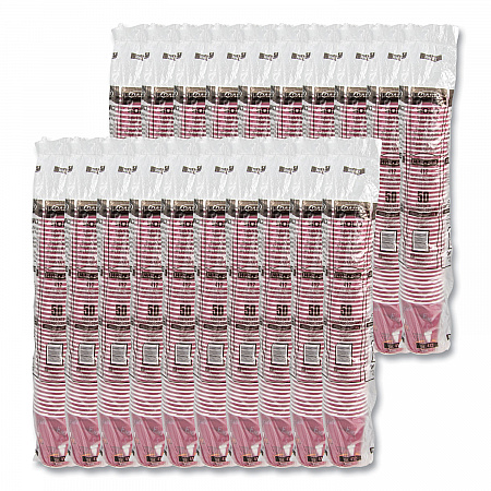 Paper Hot Drink Cups in Bistro Design, 12 oz, Maroon, 50/Pack (412SINPK)