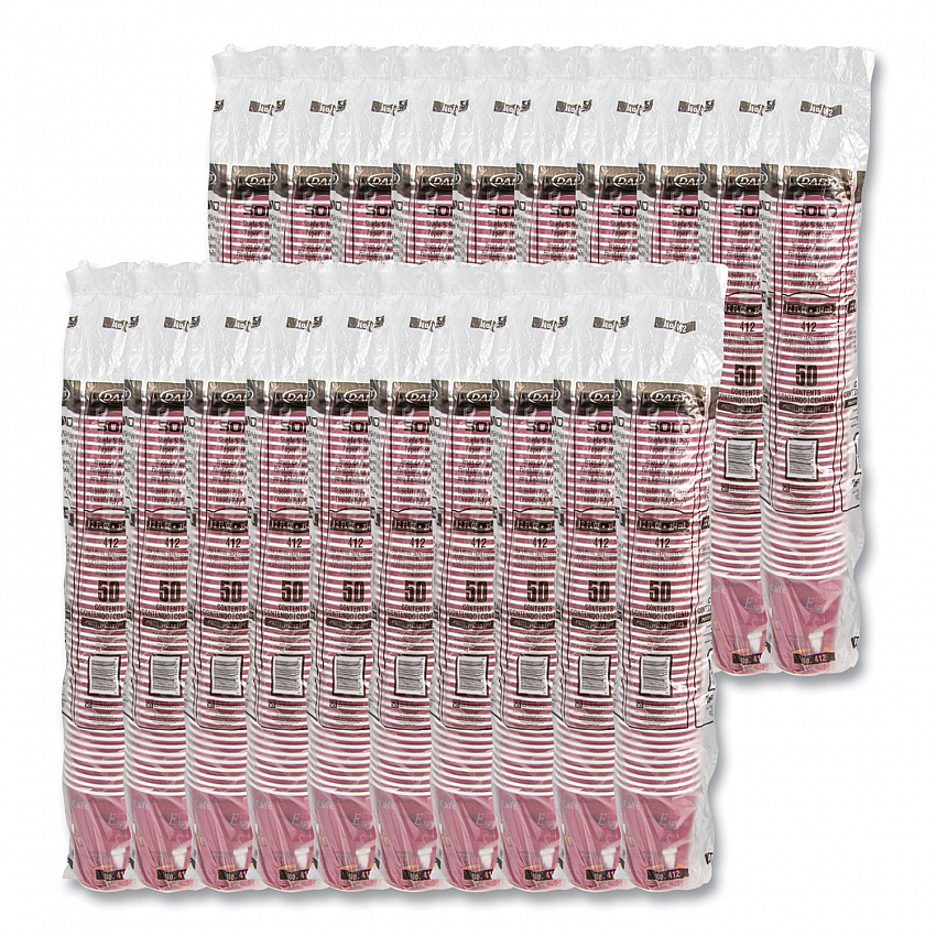 Paper Hot Drink Cups in Bistro Design, 12 oz, Maroon, 50/Pack (412SINPK)