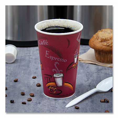 Single-Sided Poly Paper Hot Cups, 20 oz, Bistro Design, 600/Carton (420SI)