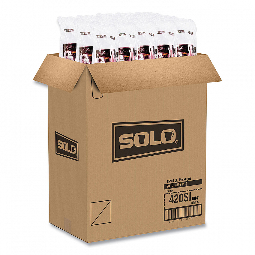Single-Sided Poly Paper Hot Cups, 20 oz, Bistro Design, 600/Carton (420SI)