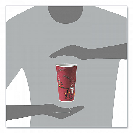 Single-Sided Poly Paper Hot Cups, 20 oz, Bistro Design, 600/Carton (420SI)