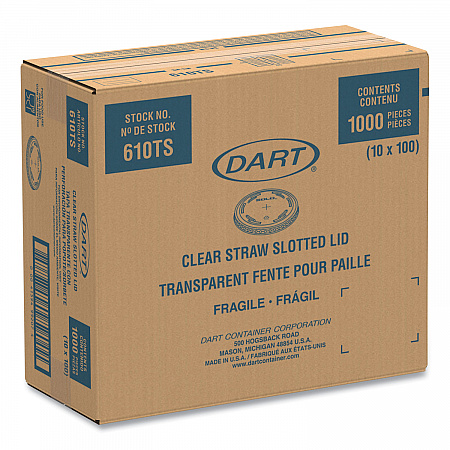 Plastic Cold Cup Lids, Fits 9 oz to 10 oz Cold Cups, Clear, 1,000/Carton (610TS)