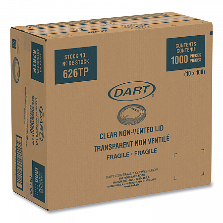 PETE Plastic Flat Cold Cup Lids, Fits 12 oz to 24 oz Cold Cups, Clear, 1,000/Carton (626TP)