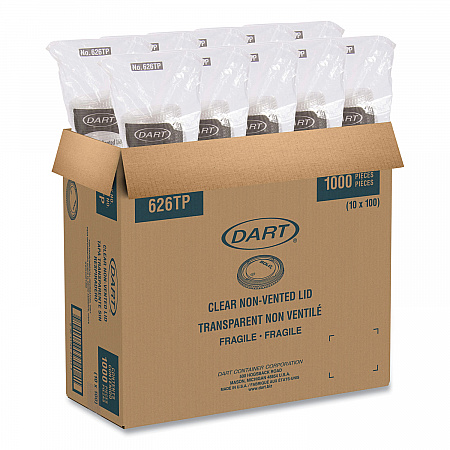 PETE Plastic Flat Cold Cup Lids, Fits 12 oz to 24 oz Cold Cups, Clear, 1,000/Carton (626TP)