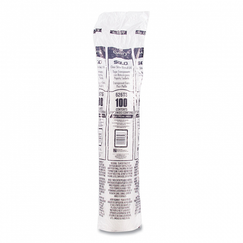 PETE Flat Straw-Slot Cold Cup Lids, Fits 16 oz to 24 oz Cold Cups, Plastic, Clear, 100/Pack, 10 Packs/Carton (626TSCT)