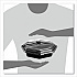 OctaView Hinged-Lid Cold Food Containers, 3 Compartments, 36 oz, 9.57 x 9.2 x 2.4, Black/Clear, Plastic, 100/Carton (864628PS94)