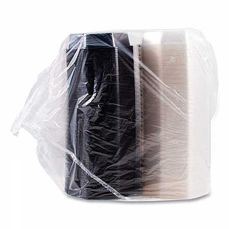 OctaView Hinged-Lid Cold Food Containers, 28 oz, 7.94 x 7.5 x 3.2, Black/Clear, Plastic, 100/Carton (865612PS94)