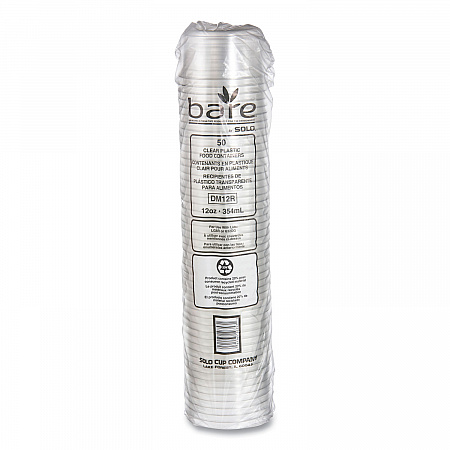Bare Eco-Forward RPET Deli Containers, ProPlanet Seal, 12 oz, Clear, Plastic, 50/Pack, 10/Carton (DM12R)