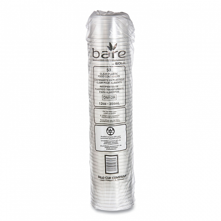 Bare Eco-Forward RPET Deli Containers, ProPlanet Seal, 12 oz, Clear, Plastic, 50/Pack, 10/Carton (DM12R)