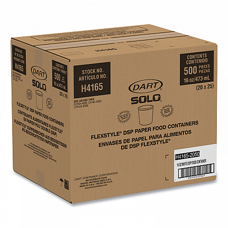 Flexstyle Double Poly Paper Containers, 16 oz, White, Paper, 25/Pack, 20 Packs/Carton (H4165U)
