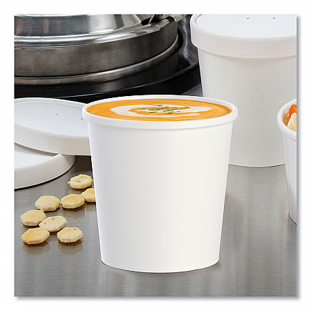 Flexstyle Double Poly Paper Containers, 16 oz, White, Paper, 25/Pack, 20 Packs/Carton (H4165U)