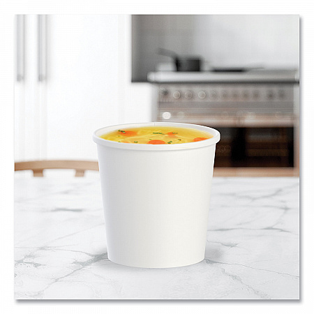 Flexstyle Double Poly Paper Containers, 16 oz, White, Paper, 25/Pack, 20 Packs/Carton (H4165U)