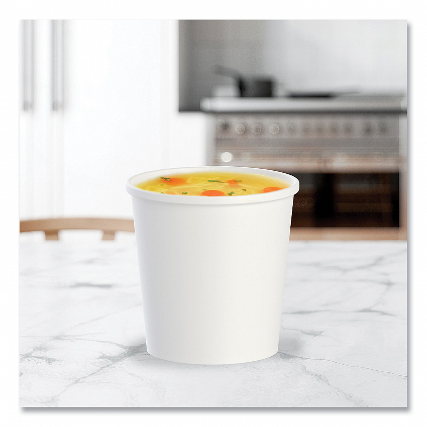 Flexstyle Double Poly Paper Containers, 16 oz, White, Paper, 25/Pack, 20 Packs/Carton (H4165U)