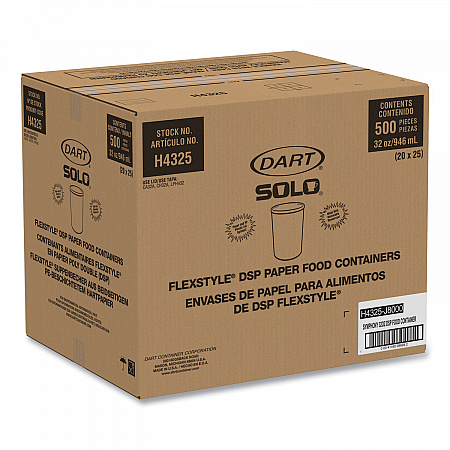 Flexstyle Double Poly Paper Containers, 32 oz, Symphony Design, Paper, 25/Pack, 20 Packs/Carton (H4325SYM)