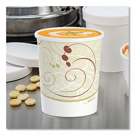 Flexstyle Double Poly Paper Containers, 32 oz, Symphony Design, Paper, 25/Pack, 20 Packs/Carton (H4325SYM)