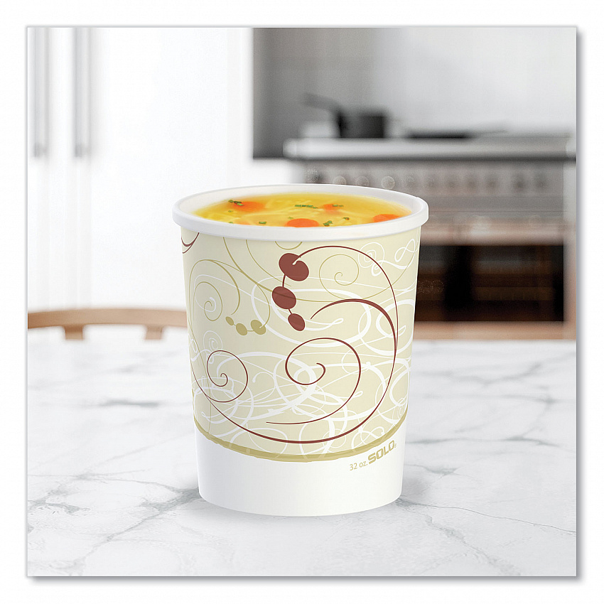 Flexstyle Double Poly Paper Containers, 32 oz, Symphony Design, Paper, 25/Pack, 20 Packs/Carton (H4325SYM)